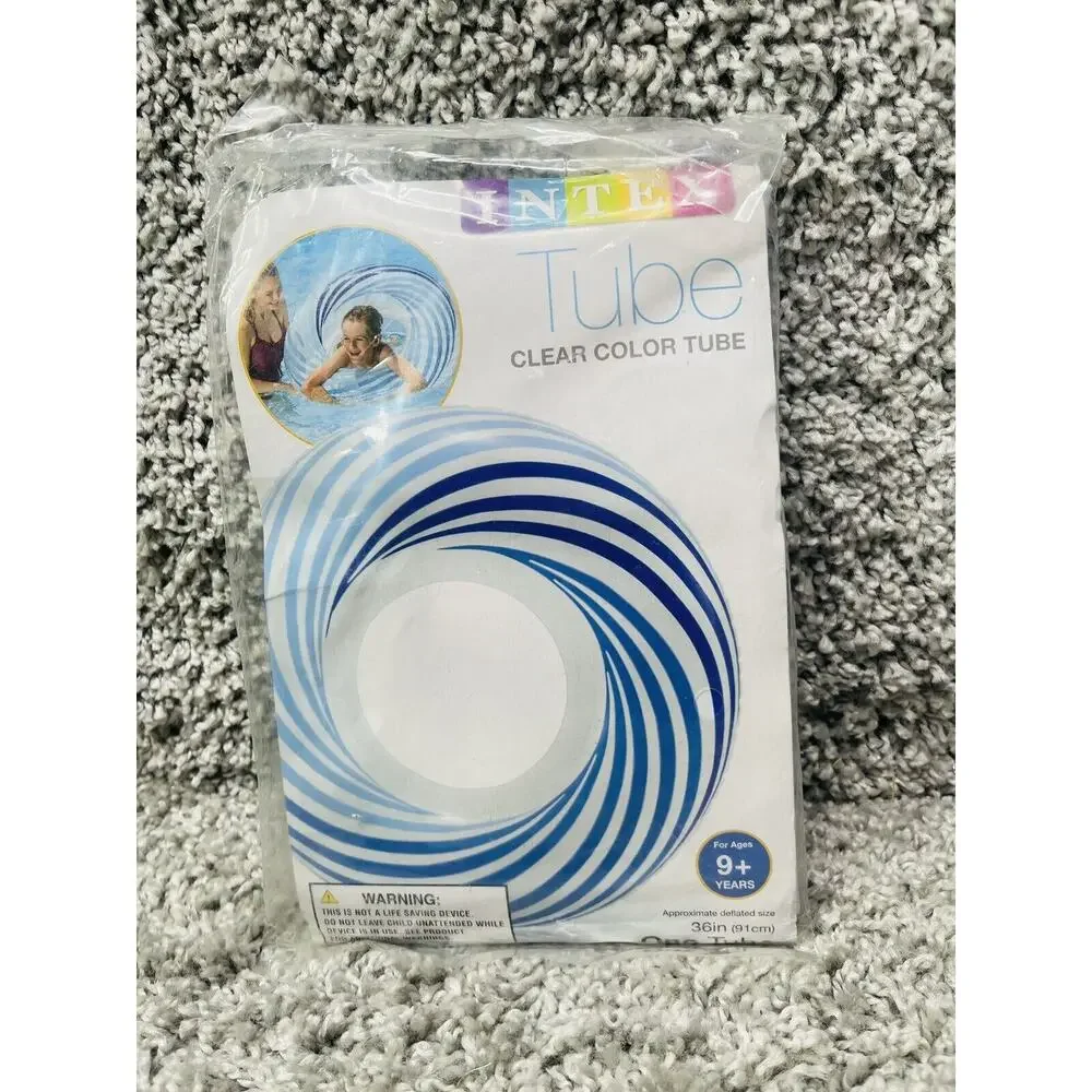 Intex Tube Clear Color Tube 36 Inches Inflated Blue White Swimming New - Picture 8 of 8
